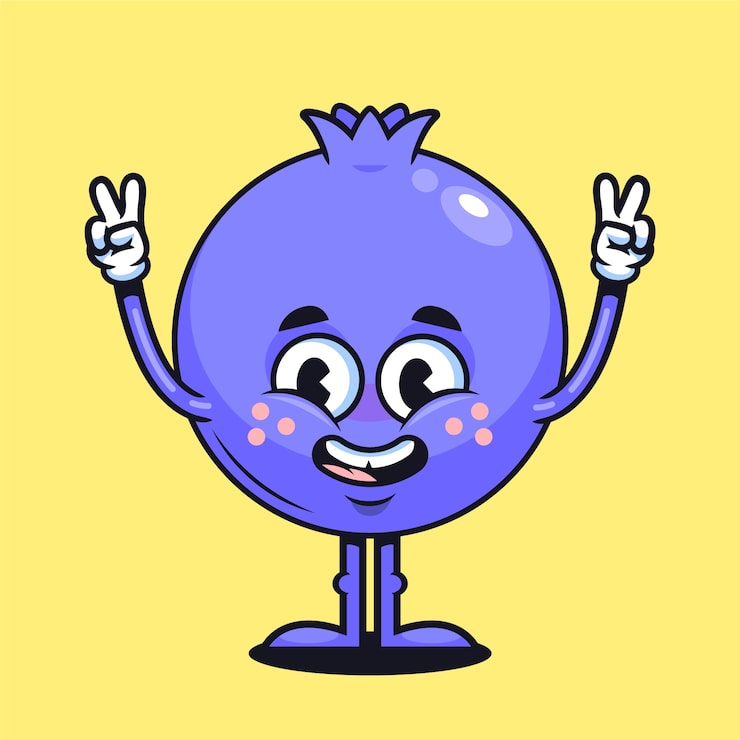 Vector Gratis ilustrasi kartun blueberry digambar tangan