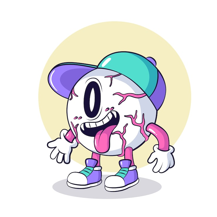 Vector Gratis ilustrasi kartun bola mata yang digambar tangan