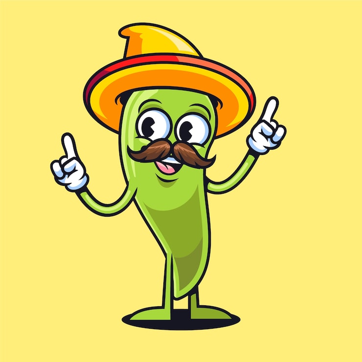 Vector Gratis ilustrasi kartun jalapeno digambar tangan