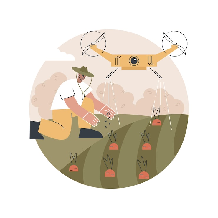 Vector Gratis ilustrasi konsep penggunaan drone pertanian