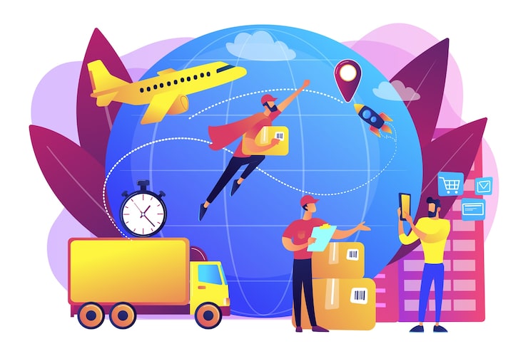 Vector Gratis ilustrasi kurir membawa pesanan