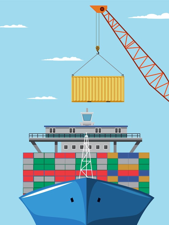 Vector Gratis ilustrasi pengiriman dan perdagangan global