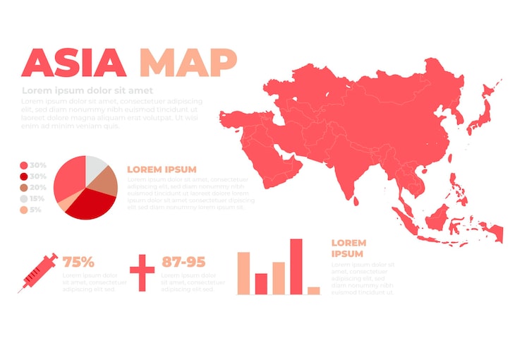 Vector Gratis infografis peta asia yang digambar tangan