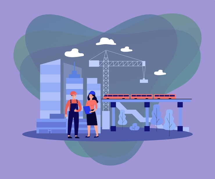 Vector Gratis insinyur profesional mendiskusikan proyek