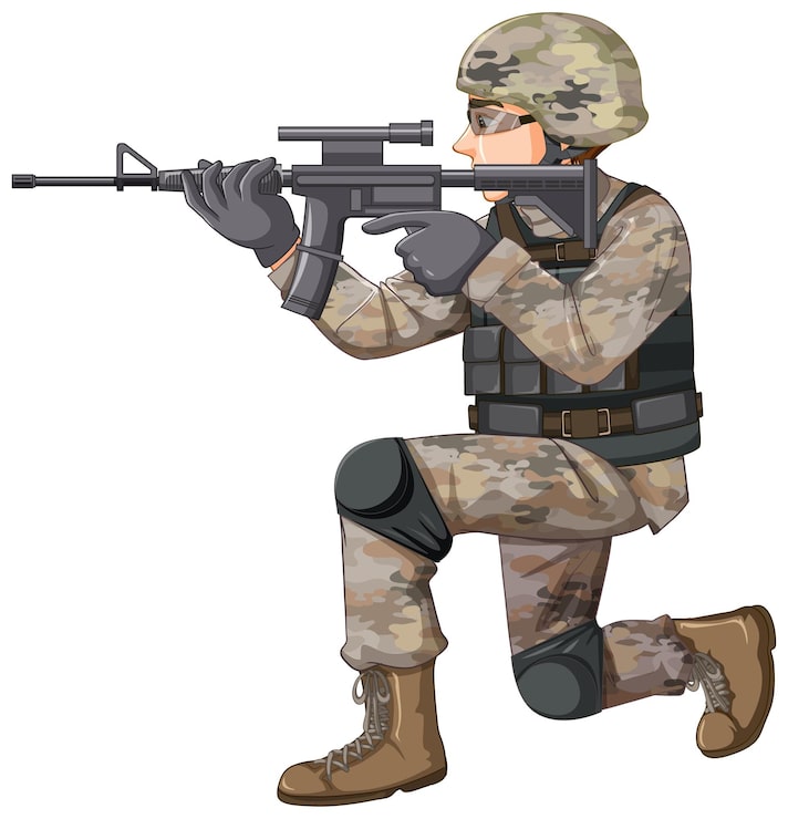 Vector Gratis karakter kartun tentara berseragam