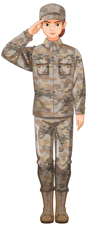 Vector Gratis karakter kartun tentara berseragam