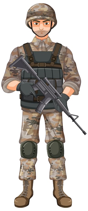Vector Gratis karakter kartun tentara berseragam