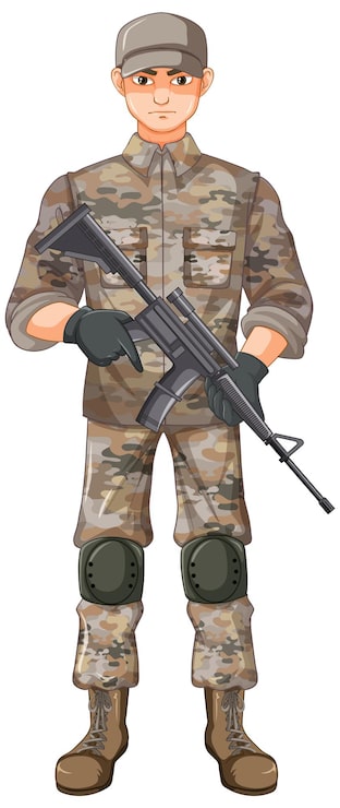 Vector Gratis karakter kartun tentara berseragam