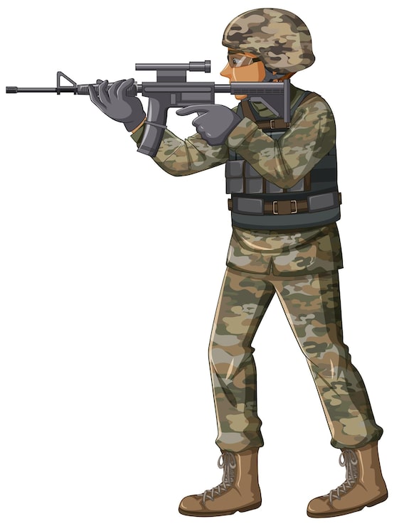 Vector Gratis karakter kartun tentara berseragam