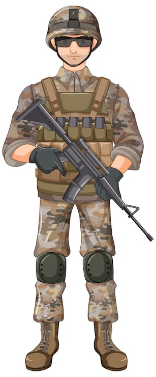 Vector Gratis karakter kartun tentara berseragam