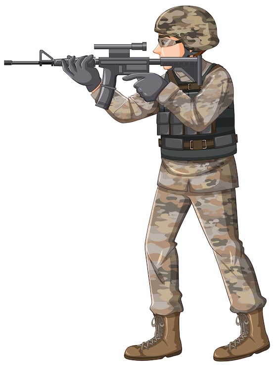 Vector Gratis karakter kartun tentara berseragam