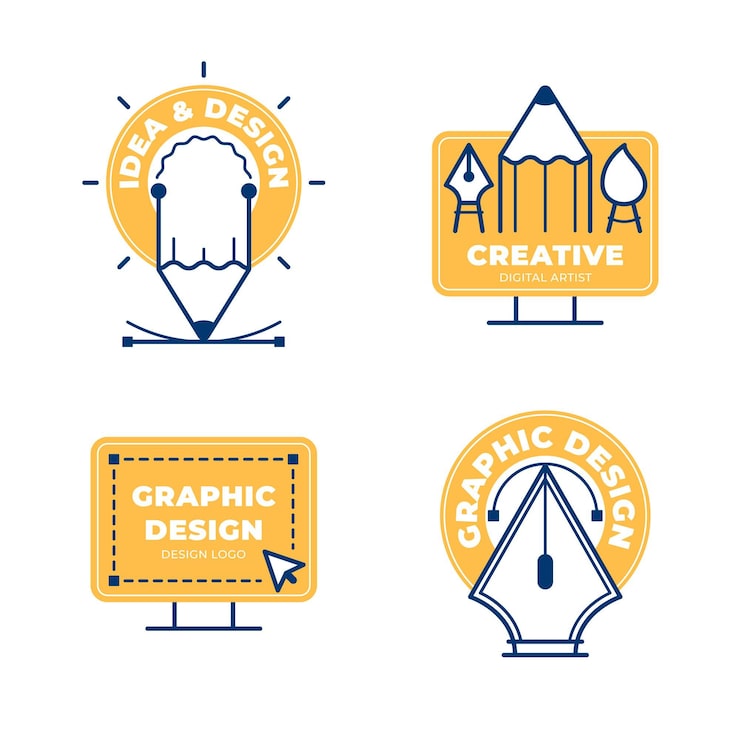 Vector Gratis koleksi logo designer grafis datar