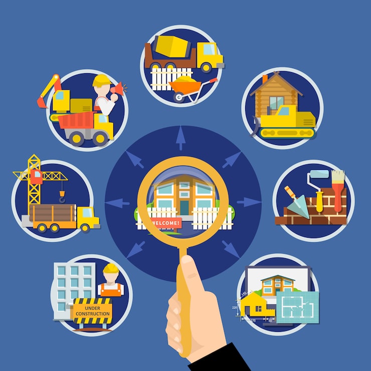 Vector Gratis konsep desain konstruksi datar