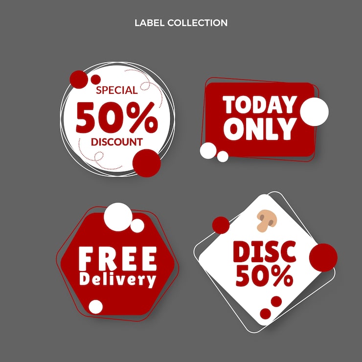 Vector Gratis label dan badge makanan desain datar