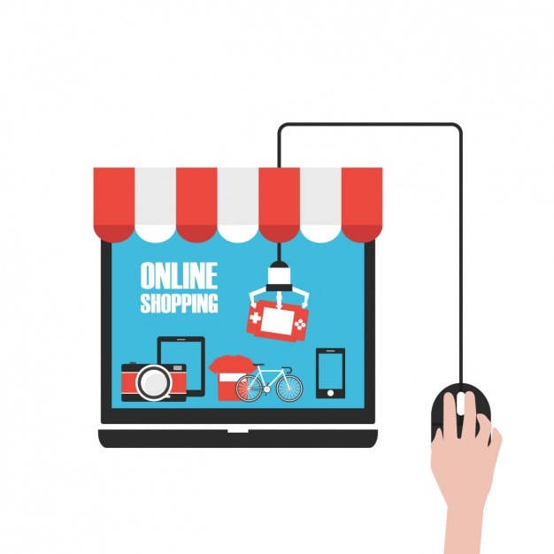 Vector Gratis latar belakang belanja online