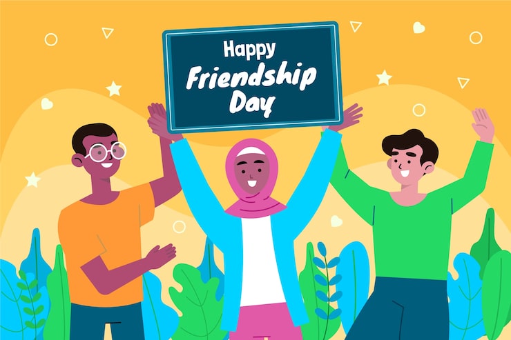 Vector Gratis latar belakang datar untuk perayaan hari persahabatan