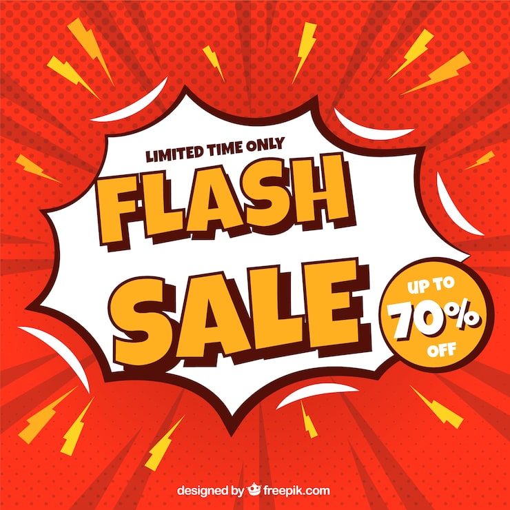 Vector Gratis latar belakang flash sale dalam gaya komik