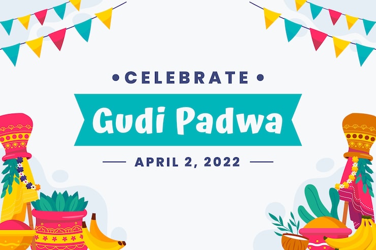 Vector Gratis latar belakang gudi padwa datar