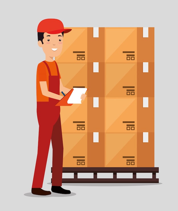 Vector Gratis layanan logistik dengan petugas pengiriman