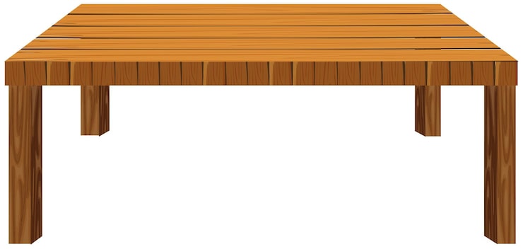 Vector Gratis meja kayu dengan latar belakang putih