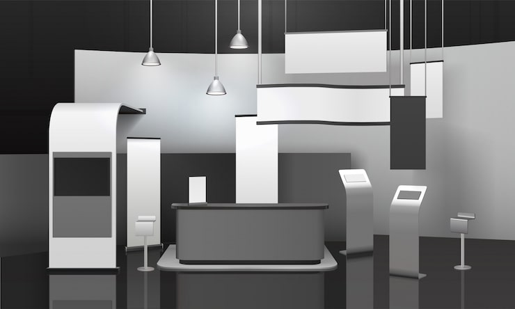 Vector Gratis mockup 3d stand pameran iklan