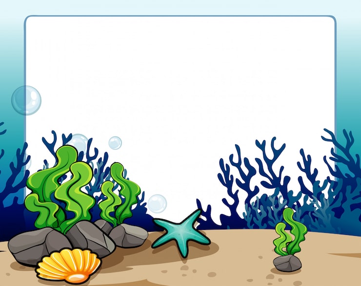 Vector Gratis perbatasan dengan pemandangan bawah laut