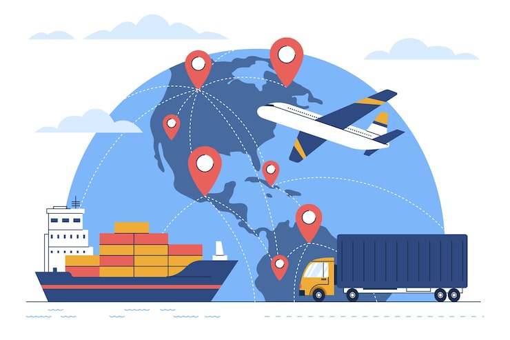 Vector Gratis perdagangan internasional desain datar digambar tangan