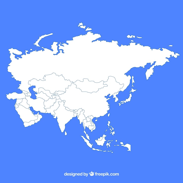 Vector Gratis peta asia dalam gaya datar