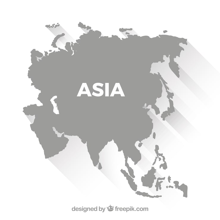 Vector Gratis peta asia dalam gaya datar