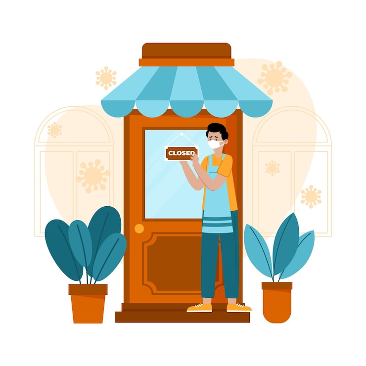 Vector Gratis pria menggantung papan nama tutup