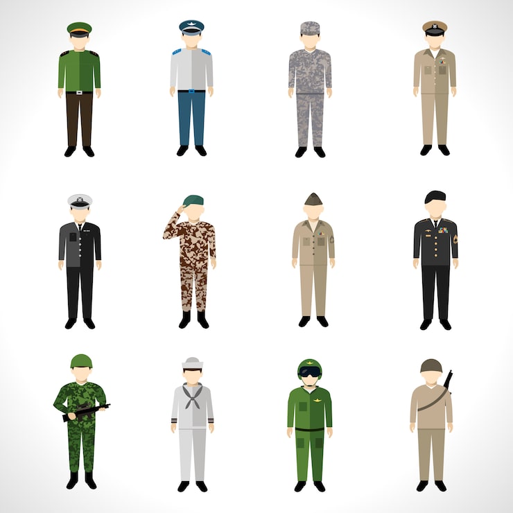 Vector Gratis set avatar militer