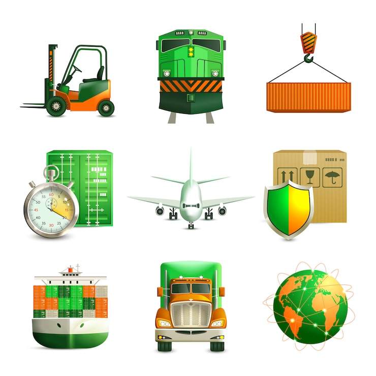 Vector Gratis set ikon logistik