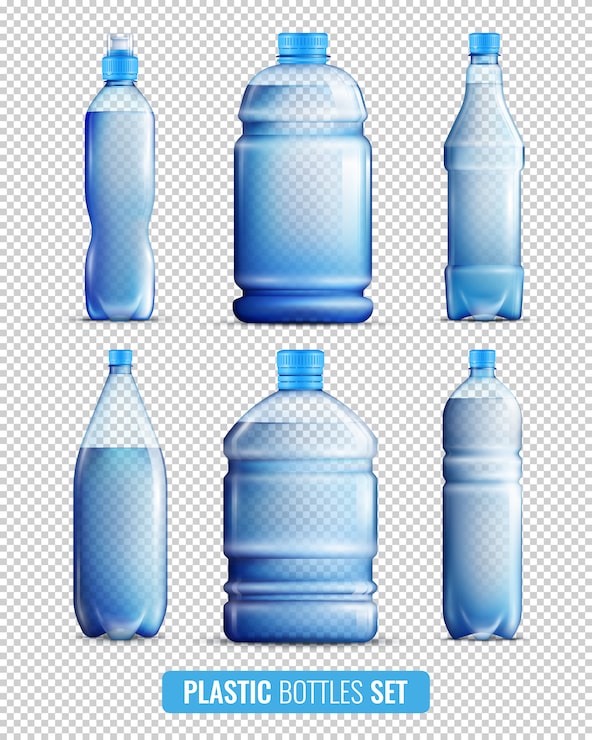 Vector Gratis set ikon transparan botol plastik