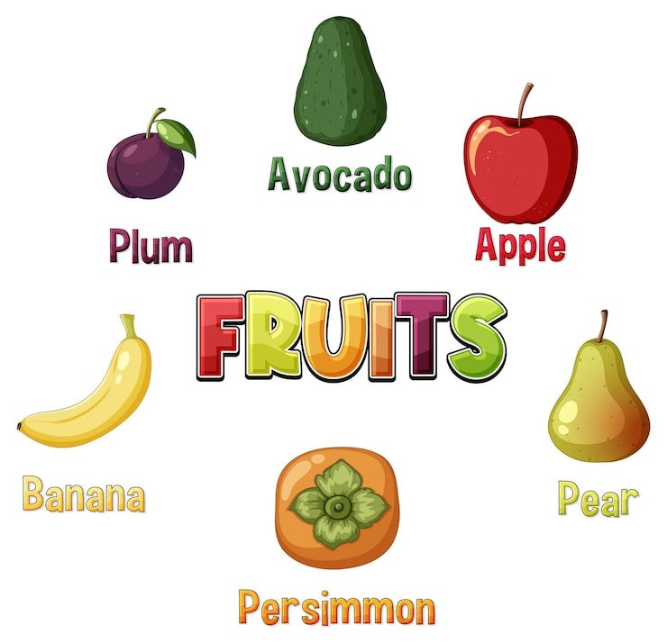 Vector Gratis set kartun buah-buahan
