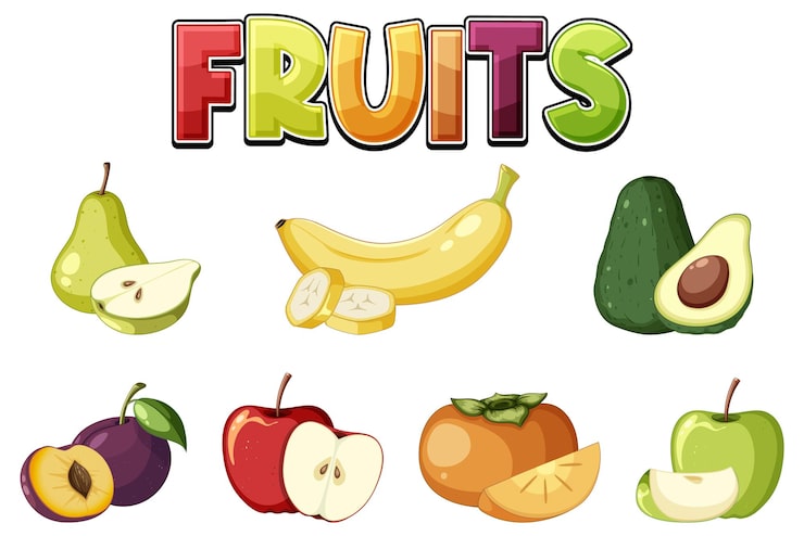 Vector Gratis set kartun buah-buahan