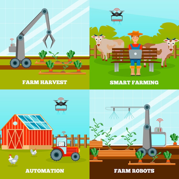 Vector Gratis set komposisi pertanian cerdas
