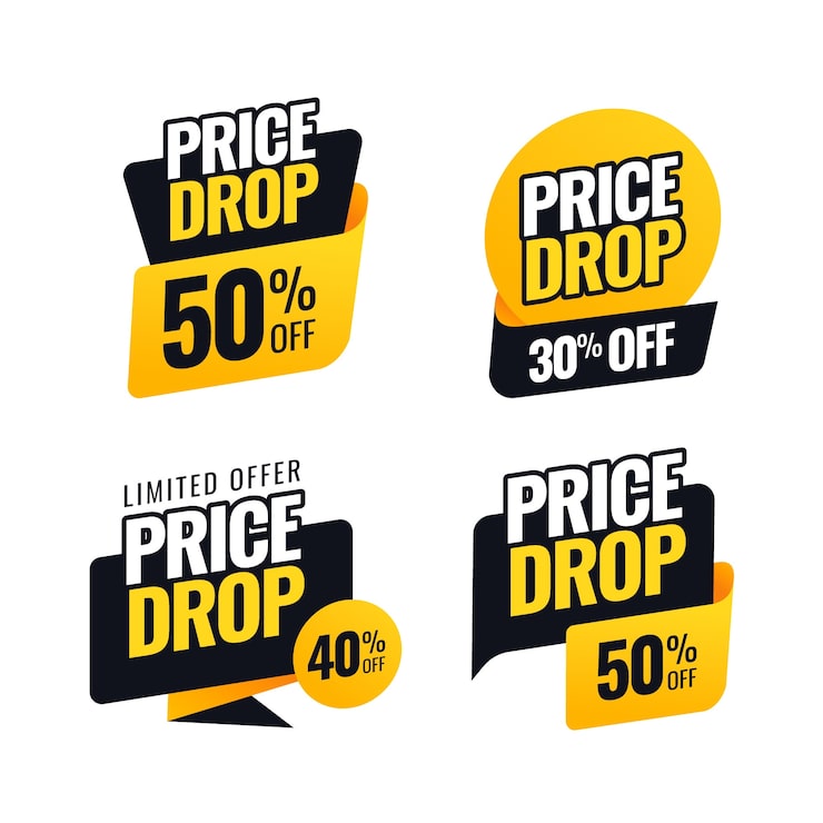 Vector Gratis set label penurunan harga gradien