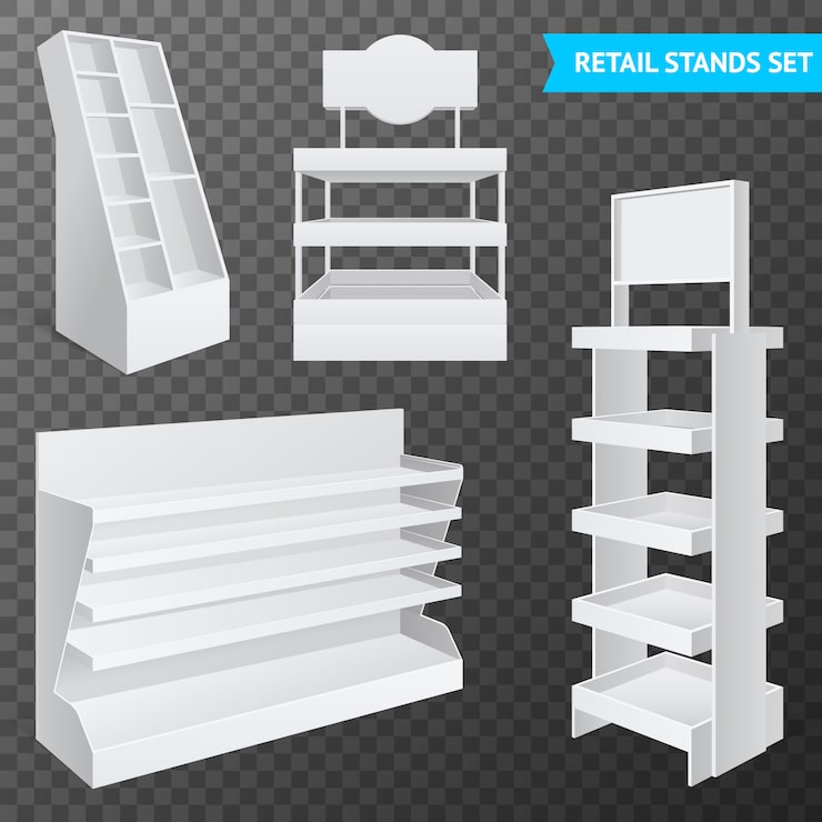 Vector Gratis set stand ritel transparan