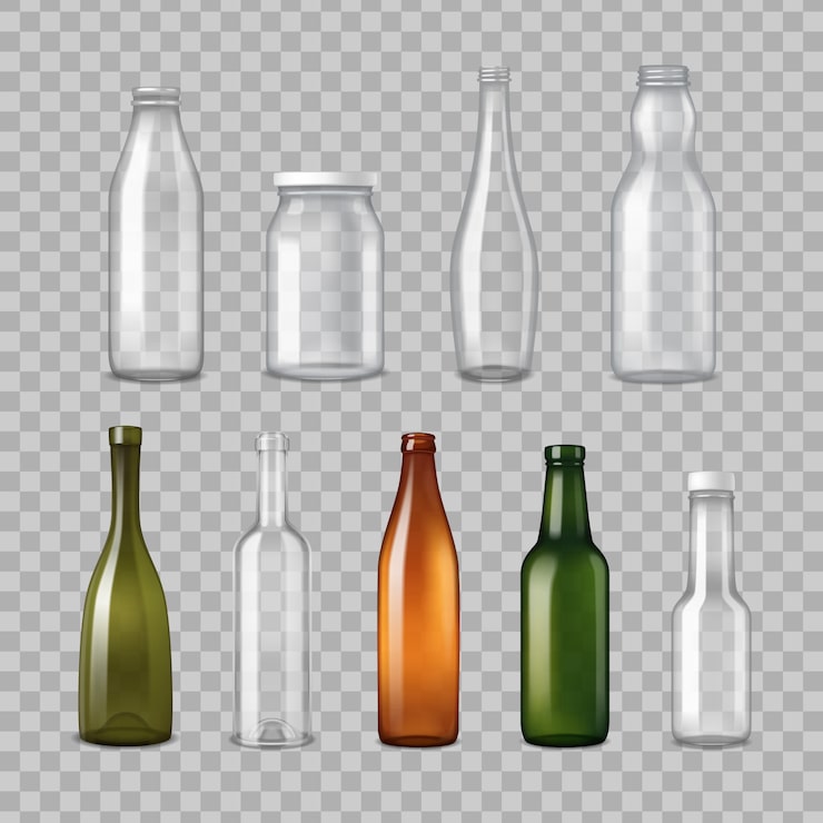 Vector Gratis set transparan botol kaca realistis