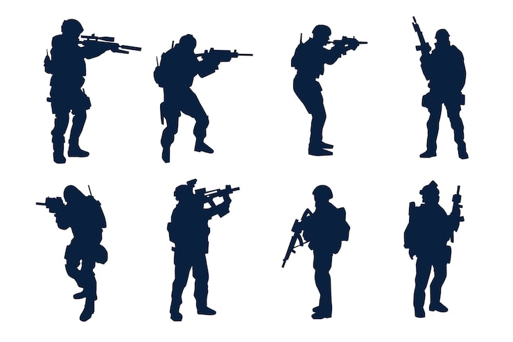 Vector Gratis siluet tentara desain datar