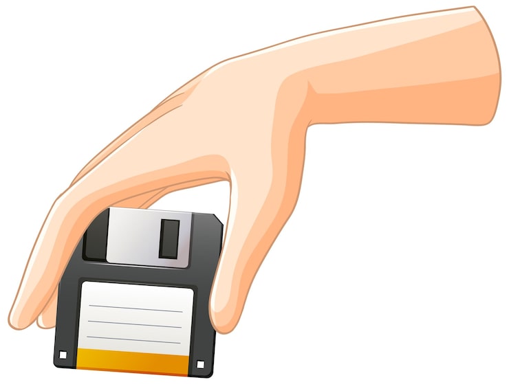 Vector Gratis tangan memegang disket
