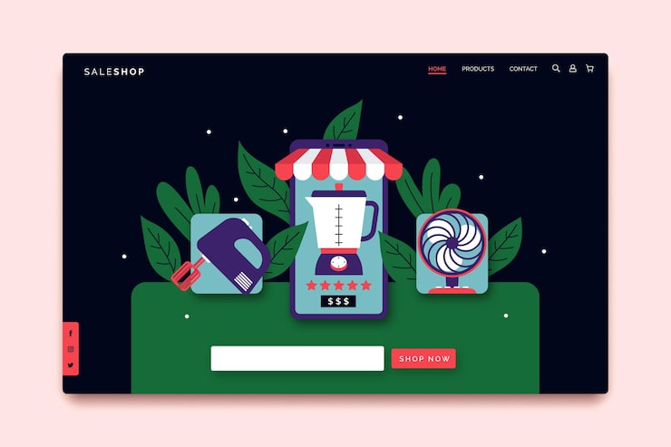 Vector Gratis tema halaman landas belanja online