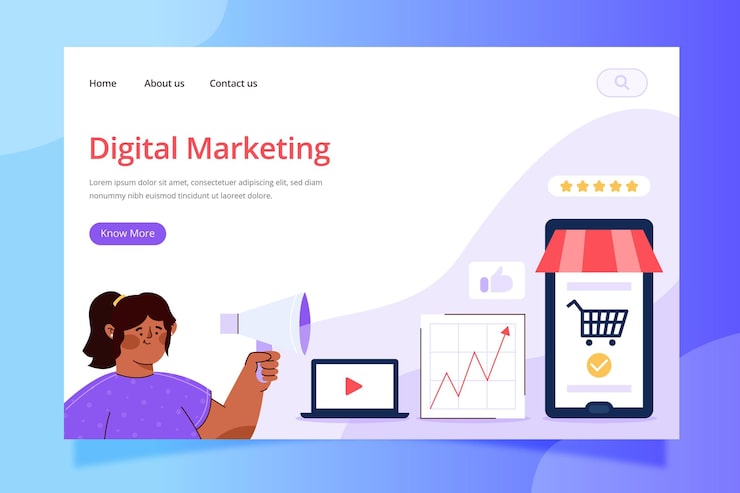 Vector Gratis templat halaman arahan pemasaran digital