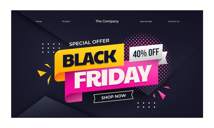 Vector Gratis templat halaman landas black friday gradien
