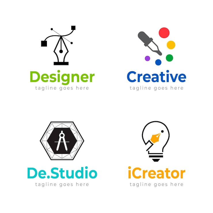 Vector Gratis templat logo desainer grafis datar