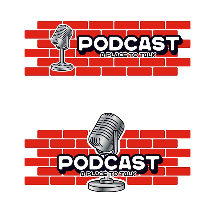Vector Gratis templat logo karakter podcast talk