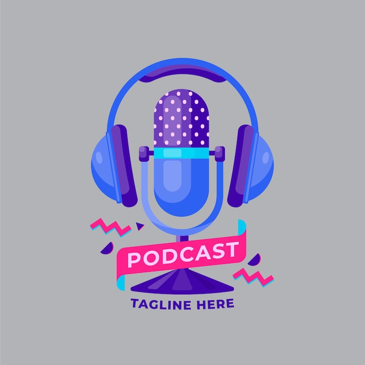 Vector Gratis templat logo mikrofon dengan headphone