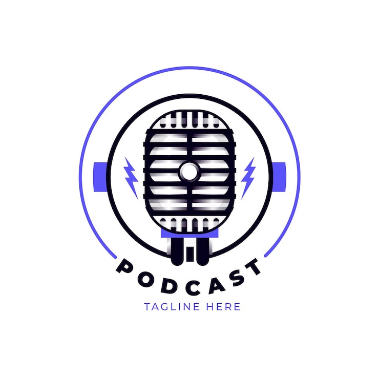 Vector Gratis templat logo podcast detail dengan mikrofon