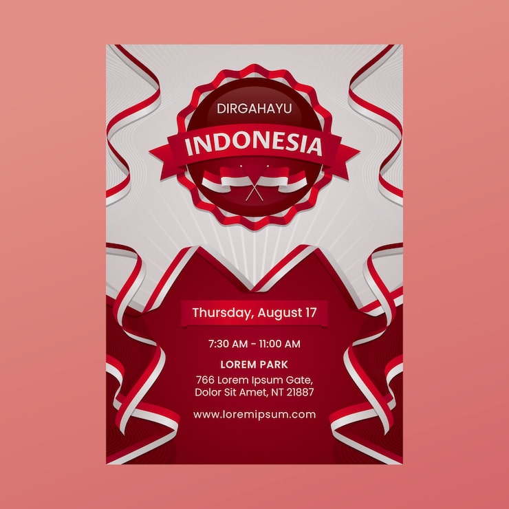 Vector Gratis templat poster vertikal gradien untuk perayaan hari kemerdekaan indonesia