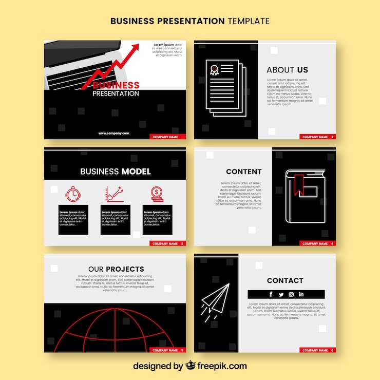 Vector Gratis templat presentasi bisnis alat tulis